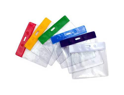 AC30310 Clear Vinyl Landscape ID Card Holder with Coloured Top
